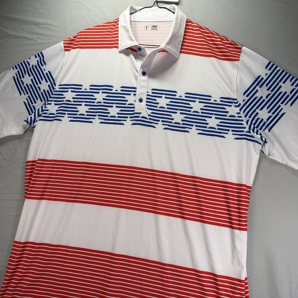 U Suck At Golf Polo Mens 3XL American Flag Stretch Performance Active USAG